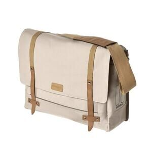 Basil Portland 16L Slim-Fit Single Bike Bag Cream Tan, Red Plaid Messenger